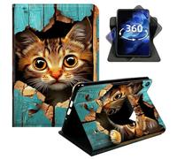 DIGTIALL 360° Rotating Case for Fire 7 2022 & Fire 7 Kids Tablet 12th Gen 2022 Release 7", Smart PU Leather Stand Protective Cover with Auto Wake Sleep,Cute Cat Face