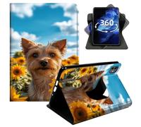 DIGTIALL 360° Rotating Case for iPad 10th Generation 2022 (10.9") & iPad 11th Gen 2025 (11"), Smart PU Leather Stand Protective Cover with Auto Wake Sleep,Little Dog in The Sunflower