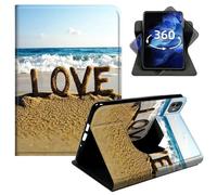DIGTIALL 360° Rotating Case for iPad Air 11" 2024/2025/2026 & Air 6th/5th/4th Gen 10.9" (2025/2024/2022/2020), Smart PU Leather Stand Protective Cover with Auto Wake Sleep,Word Love On The Beach
