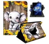 DIGTIALL 360° Rotating Case for iPad mini 1/2/3 7.9", Smart PU Leather Stand Protective Cover with Auto Wake Sleep,Sunflowers Wooden Elephant