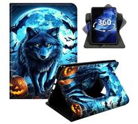 DIGTIALL 360° Rotating Case for iPad mini 5/Mini 4 7.9", Smart PU Leather Stand Protective Cover with Auto Wake Sleep,Blue Wolf with Glowing Eyes