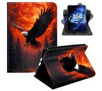 DIGTIALL 360° Rotating Case for iPad Pro 11" 2018, Smart PU Leather Stand Protective Cover with Auto Wake Sleep,Red Moon Bald Eagle