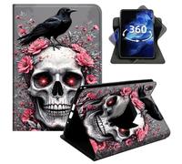 DIGTIALL 360° Rotating Case for iPad Pro 11" 2018, Smart PU Leather Stand Protective Cover with Auto Wake Sleep,Skeleton Crow