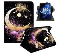 DIGTIALL 360° Rotating Case for iPad Pro 11" 2024/2025/2026,Smart PU Leather Stand Protective Cover with Auto Wake Sleep,Tars and Moon