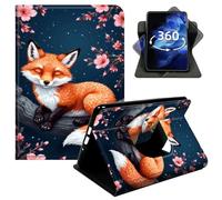 DIGTIALL 360° Rotating Case for iPad Pro 12.9" 2022/2021/2020 & iPad Air 13" 2024/2025/2026, Smart PU Leather Stand Protective Cover with Auto Wake Sleep,Fox Cherry Blossoms