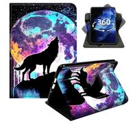 DIGTIALL 360° Rotating Case for iPad Pro 12.9" 2022/2021/2020 & iPad Air 13" 2024/2025/2026, Smart PU Leather Stand Protective Cover with Auto Wake Sleep,Moon Wolf