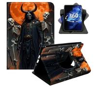 DIGTIALL 360° Rotating Case for iPad Pro 13" M4 2024/2025/2026,Smart PU Leather Stand Protective Cover with Auto Wake Sleep,Demon Skull and Full Moon