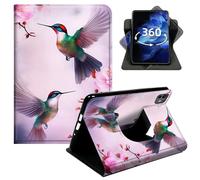 DIGTIALL 360° Rotating Case for iPad Pro 13" M4 2024/2025/2026,Smart PU Leather Stand Protective Cover with Auto Wake Sleep,Hummingbird Flower