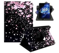 DIGTIALL 360° Rotating Case for iPad Pro 13" M4 2024/2025/2026,Smart PU Leather Stand Protective Cover with Auto Wake Sleep,Cherry Blossoms Glittery