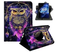 DIGTIALL 360° Rotating Case for iPad Pro 13" M4 2024/2025/2026,Smart PU Leather Stand Protective Cover with Auto Wake Sleep,Cute Owl Dream Catcher