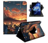 DIGTIALL 360° Rotating Case for Samsung Galaxy Tab A7 Lite 8.7" 2021 Model SM-T220/T225/T227, Lightweight PU Leather Swivel Stand Protective Cover, Full Access to Ports,City Sunset