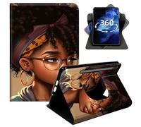 DIGTIALL 360° Rotating Case for Samsung Galaxy Tab A9 2026/2024/A11 8.7" SM-X110/X115/X117, Smart PU Leather Stand Protective Cover with Auto Wake Sleep,African Black Woman