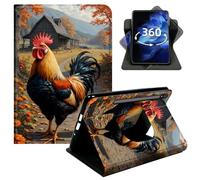 DIGTIALL 360° Rotating Case for Samsung Galaxy Tab A9 Plus 2023/2024/2026/A11 Plus 11", Smart PU Leather Stand Protective Cover with Auto Wake Sleep,Autumn Farm Rooster