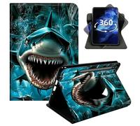 DIGTIALL 360° Rotating Case for Samsung Galaxy Tab A9 Plus 2023/2024/2026/A11 Plus 11", Smart PU Leather Stand Protective Cover with Auto Wake Sleep,an Angry Shark