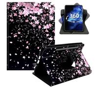 DIGTIALL 360° Rotating Case for Samsung Galaxy Tab A9 Plus 2023/2024/2026/A11 Plus 11", Smart PU Leather Stand Protective Cover with Auto Wake Sleep,Cherry Blossoms Glittery