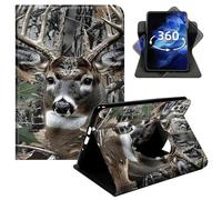 DIGTIALL 360°Rotating Case for Samsung Galaxy Tab S11 2025 11" SM-X730/X736/X736B, Smart Lightweight PU Leather Swivel Stand Protective Cover with Auto Wake Sleep,Hunting Camouflage Forest Deer