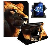 DIGTIALL 360°Rotating Case for Samsung Galaxy Tab S9 Plus/S10 Plus/S9 FE Plus 12.4" SM-X810/X816B/X818U, Smart PU Leather Swivel Stand Protective Cover with Auto Wake Sleep,Lion Face