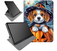 DIGTIALL 360° Rotating Stand Case for Kindle Fire Max 11 Tablet (13th Generation, 2023 Release)- Smart Protective Cover with Auto Wake/Sleep,Dog Wearing Witch Hat Pumpkin