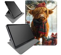 DIGTIALL 360° Rotating Stand Case for Samsung Galaxy Tab A 8.4 2020 Model SM-T307 - Smart Protective Cover with Auto Wake/Sleep, Lightweight Full-Body Kickstand Case,Christmas Highland Cow