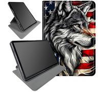 DIGTIALL 360° Rotating Stand Case for Samsung Galaxy Tab A9 Plus 10.9" Case 2023-2026/A11 Plus- Smart Protective Cover with Auto Wake/Sleep,Full-Body Kickstand Case,Wolf American Flag