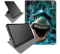 DIGTIALL 360° Rotating Stand Case for Samsung Galaxy Tab S8 Plus 2022/S7 FE 2021/S7 Plus 12.4 Inch - Smart Protective Cover with Auto Wake/Sleep,Full-Body Kickstand Case,an Angry Shark