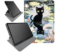 DIGTIALL 360° Rotating Stand Case for Samsung Galaxy Tab S8 Plus 2022/S7 FE 2021/S7 Plus 12.4 Inch - Smart Protective Cover with Auto Wake/Sleep,Full-Body Kickstand Case,Black Cat Sitting On The Lotus