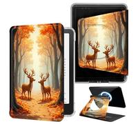 DIGTIALL Autumn Forest Double Deer Case for 6" All-New Kindle 10th Gen 2019, 360 Rotating Magnetic Detachable Cover with Hand Strap, Clear Back Auto Sleep/Wake Smart E-Reader Shell