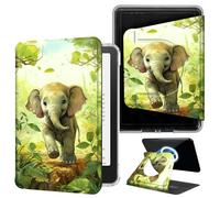 DIGTIALL Baby Elephant Case for 6" Kindle 11th Gen 2022/2024, 360 Rotating Magnetic Detachable Cover with Hand Strap, Clear Back Auto Sleep/Wake Smart E-Reader Shell