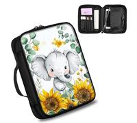 DIGTIALL Baby Elephant Sunflower Bible Cover for Women and Men Carrying Book Case Church Bag Bible Protective with Handle and Zippered Pocket Good Ideal for Church Religious