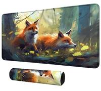 DIGTIALL Card Mat for MTG & TCG Playmat Mouse Pad,24" x 14" Game Mat for MTG RPG CCG Trading Card Game Playmats Table Mat Perfect for Card Games Video Games Computer Office,Wild Foxes