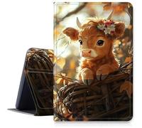 DIGTIALL Case for 10.1" Fire HD 10 Tablet (5th/7th/9th Gen,2015/2017/2019 Release),PU Leather Smart Cover with Multi-Angle Viewing Stand,Auto Sleep/Wake Protective Shell,Autumn Flower Basket Calf