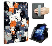 DIGTIALL Case for 6.8" Kindle Paperwhite (11th Generation - 2021 Release) & Paperwhite Signature Edition, 360° Rotating Multi-Angle Stand Cover with Hand Strap,Auto Sleep/Wake,Many Cats