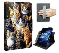 DIGTIALL Case for 6" All New Kindle 10th Generation 2019 Release, 360° Rotating Multi-Angle Stand Cover with Hand Strap,Auto Sleep/Wake,Colors Cats