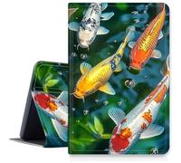 DIGTIALL Case for Amazon Fire 7 Tablet (12th Generation, 2022 Release),Slim PU Leather Smart Cover with Multi-Angle Viewing Stand,Auto Sleep/Wake Protective Folio Shell,Koi Playing in The Water