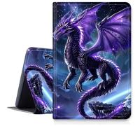 DIGTIALL Case for Fire HD 10 & 10 Plus (11th Gen 2021) / Fire HD 10 (13th Gen 2023) - Slim PU Leather Protective Smart Cover with Auto Sleep/Wake & Multi-Angle Stand,Dragon with Purple Wings