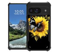 DIGTIALL Case for Google Pixel 10 Pro 6.3" Slim Hybrid Acrylic Back+Soft TPU Bumper Shockproof Protective Cover for Pixel 10 Pro,Sunflower Heart Butterfly