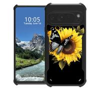 DIGTIALL Case for Google Pixel 10 Pro XL 6.8" Slim Hybrid Acrylic Back+Soft TPU Bumper Shockproof Protective Cover for Pixel 10 Pro XL,Sunflower Heart Butterfly