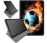 DIGTIALL Case for iPad 10th Generation Case 10.9 inch 2022,360 Degree Rotating Swivel Stand Protective Cover with Auto Wake/Sleep for iPad 10th 10.9",Fire Football