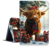 DIGTIALL Case for iPad mini 1/2/3,Slim PU Leather Smart Cover with Multi-Angle Viewing Stand,Auto Sleep/Wake Protective Folio Shell,Christmas Highland Cow