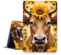 DIGTIALL Case for iPad mini 5th/4th Gen 7.9 Inch,Ultra Slim PU Leather Smart Cover with Multi-Angle Viewing Stand,Auto Sleep/Wake Protective Folio Shell,Sunflower Cow Head