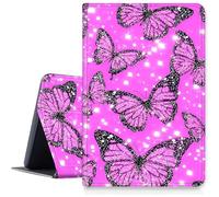 DIGTIALL Case for iPad Pro 13 Inch Case M4 2024/2025/2026,Ultra Slim PU Leather Smart Cover with Multi-Angle Viewing Stand,Auto Sleep/Wake Protective Folio Shell,Pink Glitter Butterflies