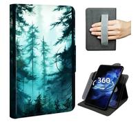 DIGTIALL Case for Kindle Fire HD 10/10 Plus Tablet 13th/11th Gen 2023/2021, 360° Rotating Stand Cover with Hand Strap, Shockproof Protective Folio with Auto Sleep/Wake,Pine Trees