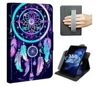 DIGTIALL Case for Kindle Fire HD 10/10 Plus Tablet 13th/11th Gen 2023/2021, 360° Rotating Stand Cover with Hand Strap, Shockproof Protective Folio with Auto Sleep/Wake,Rainbow Dream Catcher