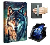 DIGTIALL Case for Kindle Paperwhite 12th Generation 2024 (7") & Kindle Colorsoft 2024/2025, 360° Rotating Multi-Angle Stand Cover with Hand Strap,Auto Sleep/Wake,Majestic Wolf