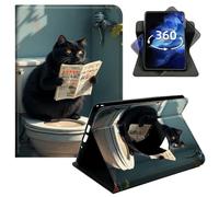 DIGTIALL Case for Kindle Paperwhite 4 10th Gen 6" 2018 Signature Edition, 360° Rotating Stand Cover with Auto Wake/Sleep, PU Leather Protective Shell,Toilet Black Cats