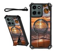 DIGTIALL Case for Motorola Moto G Power 5G 2025/G Play 5G 2025 6.8" with Wrist Strap & Hidden Stand Kickstand Women Men Dual Layer Heavy Duty Shockproof Protective Cover,Sunset Beach The Sunset