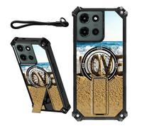 DIGTIALL Case for Motorola Moto G Power 5G 2025/G Play 5G 2025 6.8" with Wrist Strap & Hidden Stand Kickstand Women Men Dual Layer Heavy Duty Shockproof Protective Cover,Word Love On The Beach