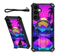DIGTIALL Case for Samsung Galaxy A36 5G 6.6" with Wrist Strap & Hidden Stand Kickstand Women Men Dual Layer Heavy Duty Shockproof Protective Cover for Samsung A36 5G,Tropical Landscape Trees