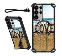 DIGTIALL Case for Samsung Galaxy S24 Ultra 6.8" with Wrist Strap & Hidden Stand Kickstand Women Men Dual Layer Heavy Duty Shockproof Protective Cover for Samsung S24 Ultra,Word Love On The Beach
