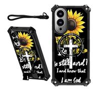 DIGTIALL Case for Samsung Galaxy S25 Edeg 6.7" with Wrist Strap & Hidden Stand Kickstand Women Men Dual Layer Heavy Duty Shockproof Protective Cover for Samsung S25 Edeg,Bible Verse Sunflower